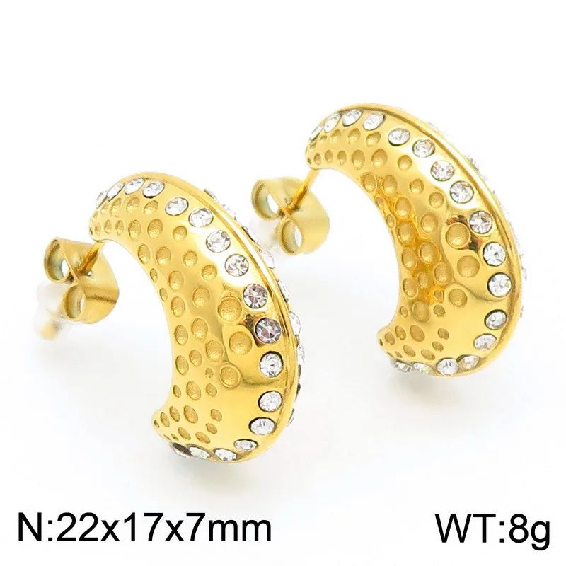 1 Pair Casual Simple Style Geometric Inlay 304 Stainless Steel Zircon 18K Gold Plated Ear Studs