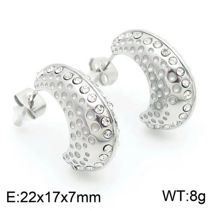 1 Pair Casual Simple Style Geometric Inlay 304 Stainless Steel Zircon 18K Gold Plated Ear Studs