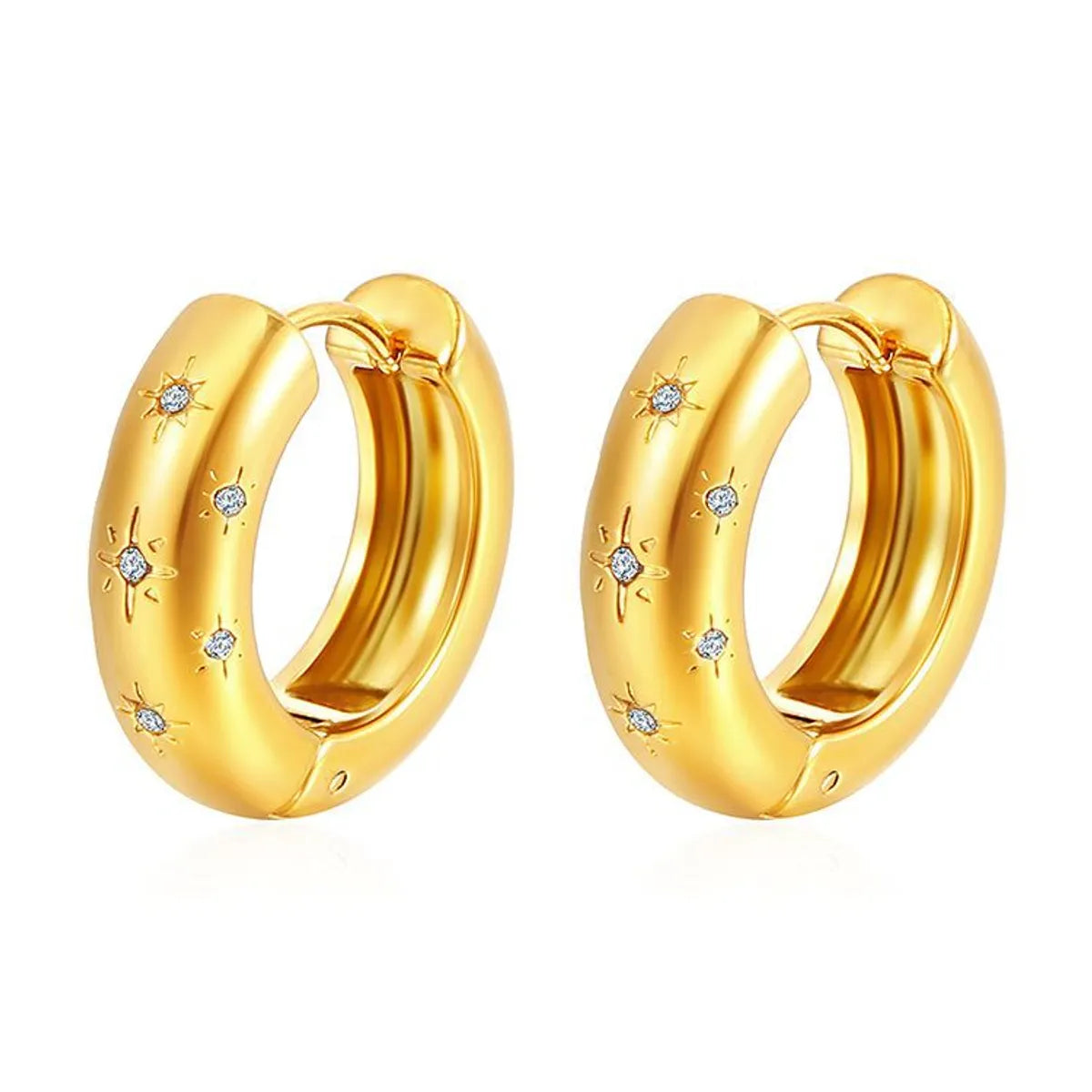 1 Pair Casual Simple Style Geometric Inlay 304 Stainless Steel Zircon Earrings