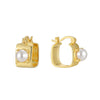 1 Pair Casual Simple Style Geometric Inlay Brass Pearl 18K Gold Plated Drop Earrings Ear Studs