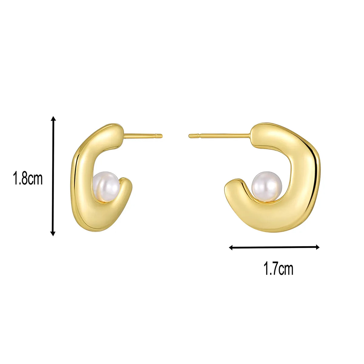 1 Pair Casual Simple Style Geometric Inlay Brass Pearl 18K Gold Plated Drop Earrings Ear Studs