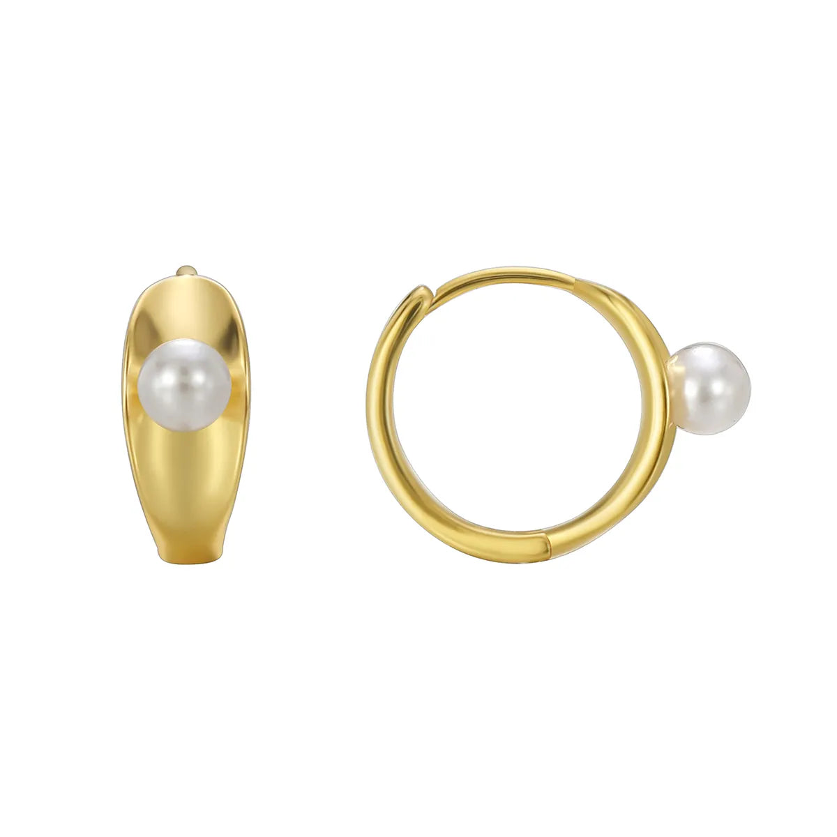 1 Pair Casual Simple Style Geometric Inlay Brass Pearl 18K Gold Plated Drop Earrings Ear Studs