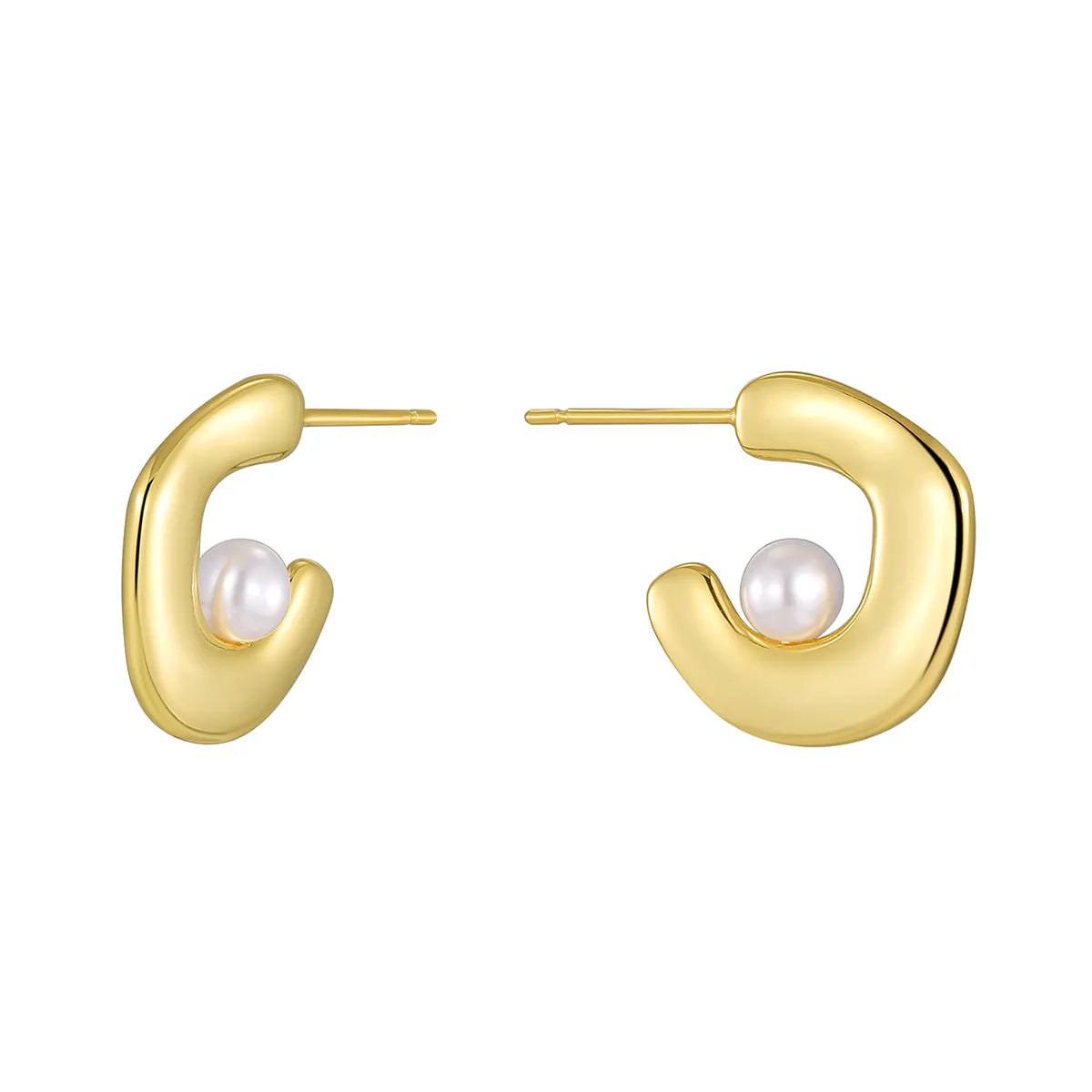 1 Pair Casual Simple Style Geometric Inlay Brass Pearl 18K Gold Plated Drop Earrings Ear Studs