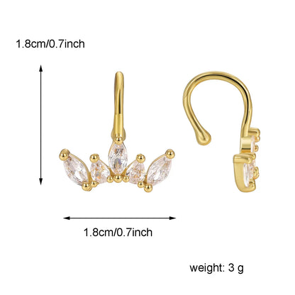 1 Pair Casual Simple Style Geometric Inlay Brass Zircon 18K Gold Plated Ear Cuffs