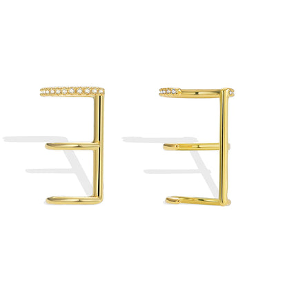 1 Pair Casual Simple Style Geometric Inlay Brass Zircon 18K Gold Plated Ear Cuffs