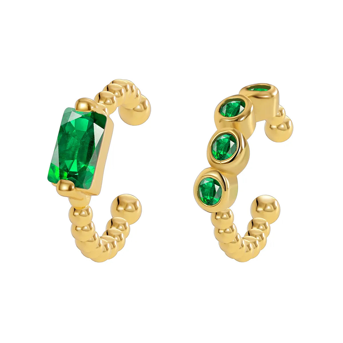 1 Pair Casual Simple Style Geometric Inlay Brass Zircon 18K Gold Plated Ear Cuffs