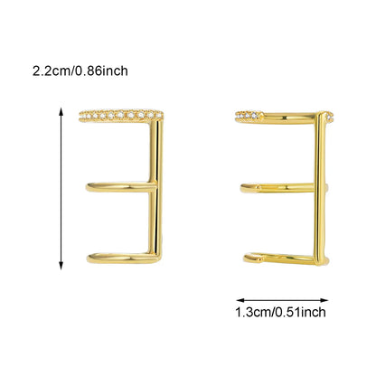 1 Pair Casual Simple Style Geometric Inlay Brass Zircon 18K Gold Plated Ear Cuffs