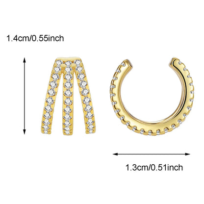 1 Pair Casual Simple Style Geometric Inlay Brass Zircon 18K Gold Plated Ear Cuffs