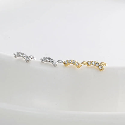 1 Pair Casual Simple Style Geometric Inlay Sterling Silver Zircon 14K Gold Plated Ear Studs