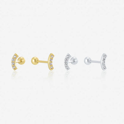 1 Pair Casual Simple Style Geometric Inlay Sterling Silver Zircon 14K Gold Plated Ear Studs