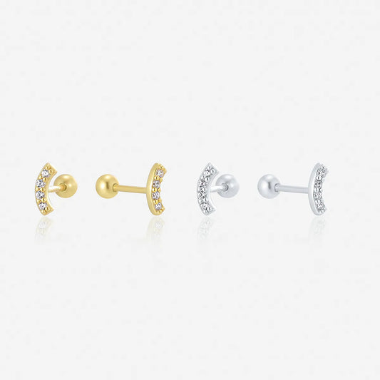 1 Pair Casual Simple Style Geometric Inlay Sterling Silver Zircon 14K Gold Plated Ear Studs