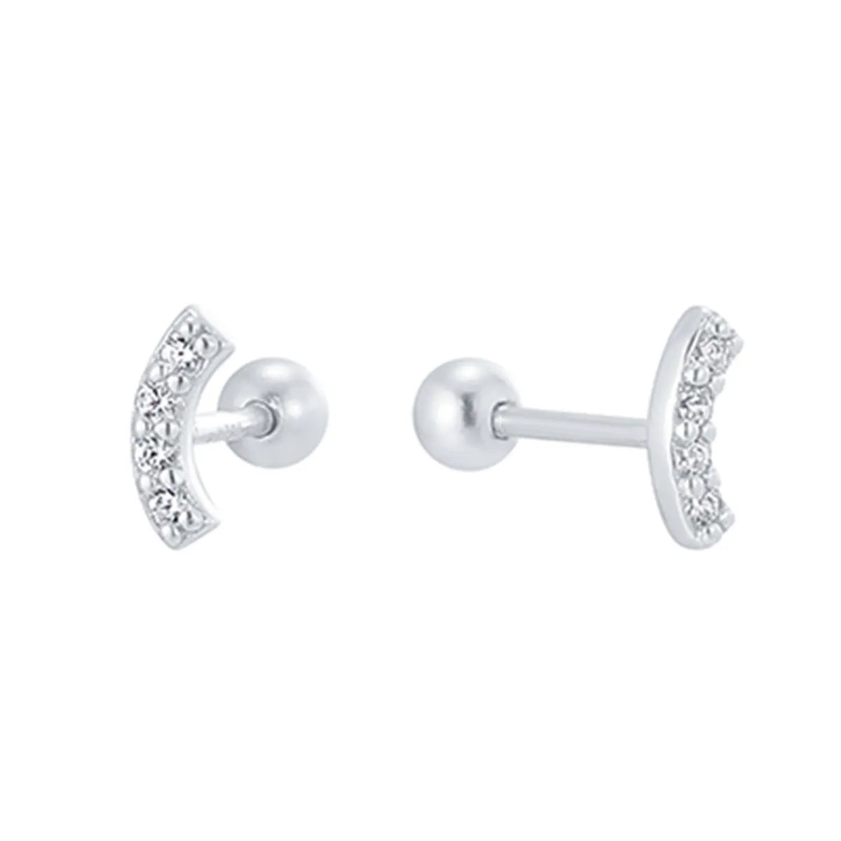 1 Pair Casual Simple Style Geometric Inlay Sterling Silver Zircon 14K Gold Plated Ear Studs