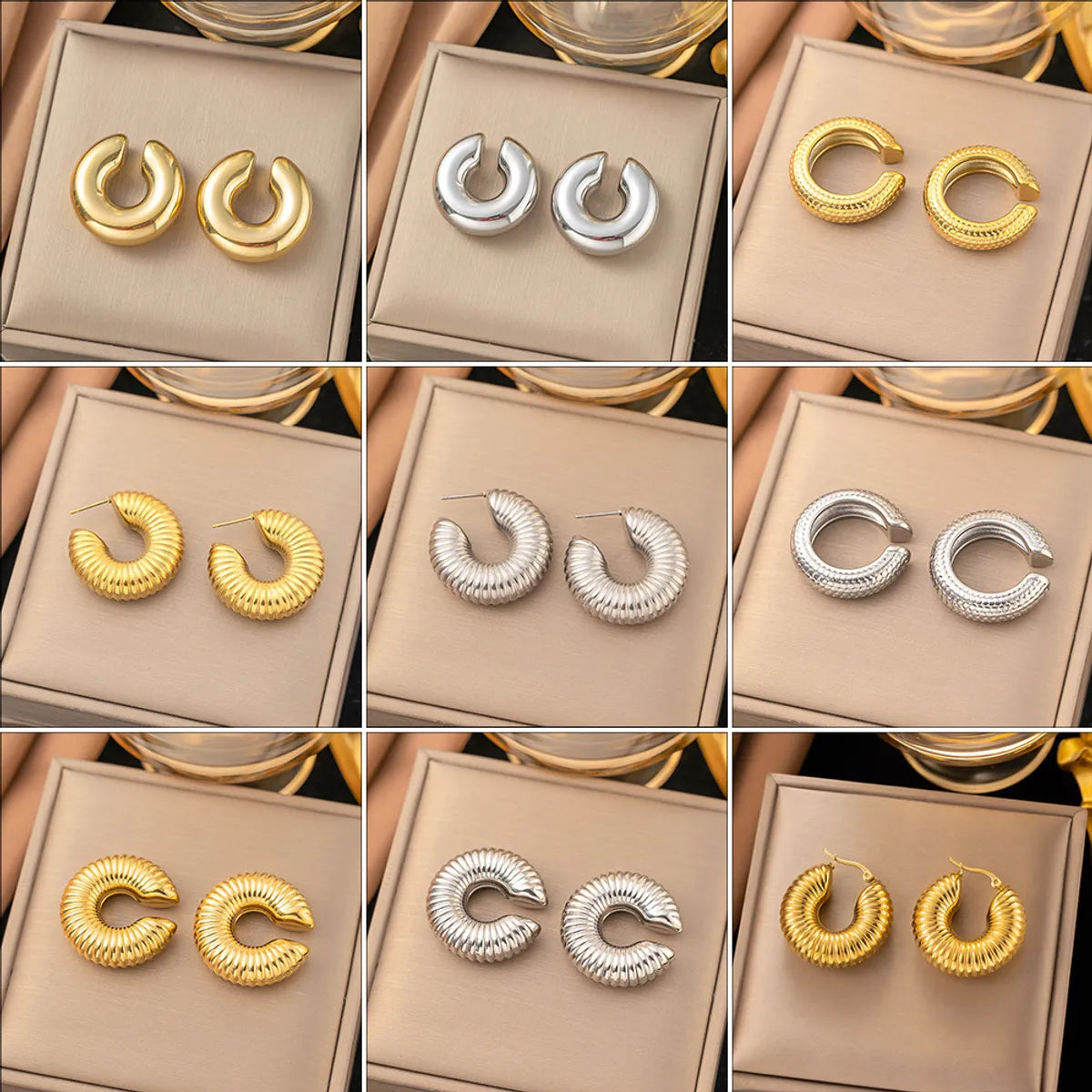 1 Pair Casual Simple Style Geometric Inlay Titanium Steel Pearl Zircon Ear Cuffs Earrings Ear Studs