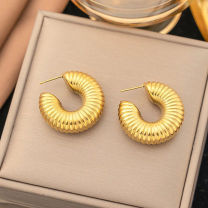 1 Pair Casual Simple Style Geometric Inlay Titanium Steel Pearl Zircon Ear Cuffs Earrings Ear Studs