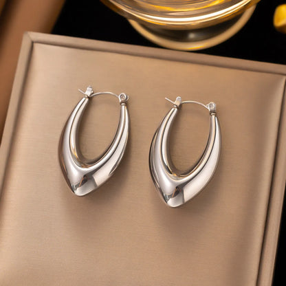 1 Pair Casual Simple Style Geometric Inlay Titanium Steel Pearl Zircon Ear Cuffs Earrings Ear Studs