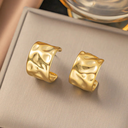 1 Pair Casual Simple Style Geometric Inlay Titanium Steel Pearl Zircon Ear Cuffs Earrings Ear Studs