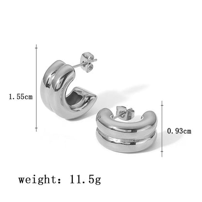 1 Pair Casual Simple Style Geometric Inlay Titanium Steel Pearl Zircon Ear Cuffs Earrings Ear Studs