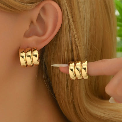 1 Pair Casual Simple Style Geometric Iron Ear Studs