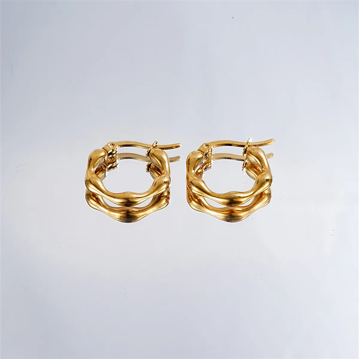 1 Pair Casual Simple Style Geometric Irregular Stainless Steel Hoop Earrings