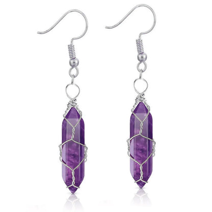 1 Pair Casual Simple Style Geometric Natural Stone Crystal Iron Drop Earrings