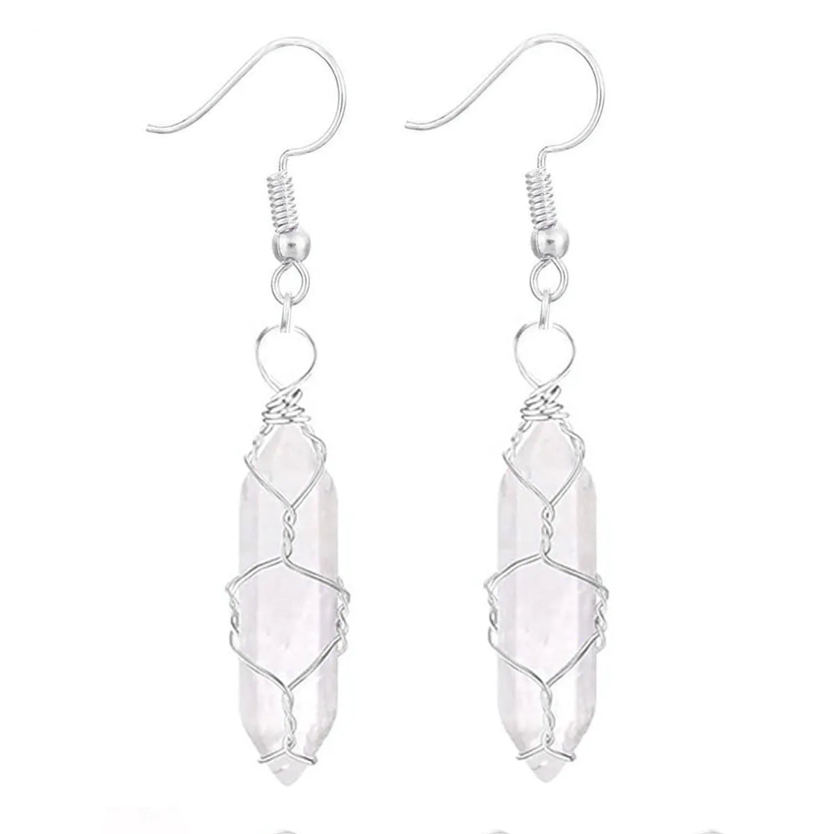 1 Pair Casual Simple Style Geometric Natural Stone Crystal Iron Drop Earrings