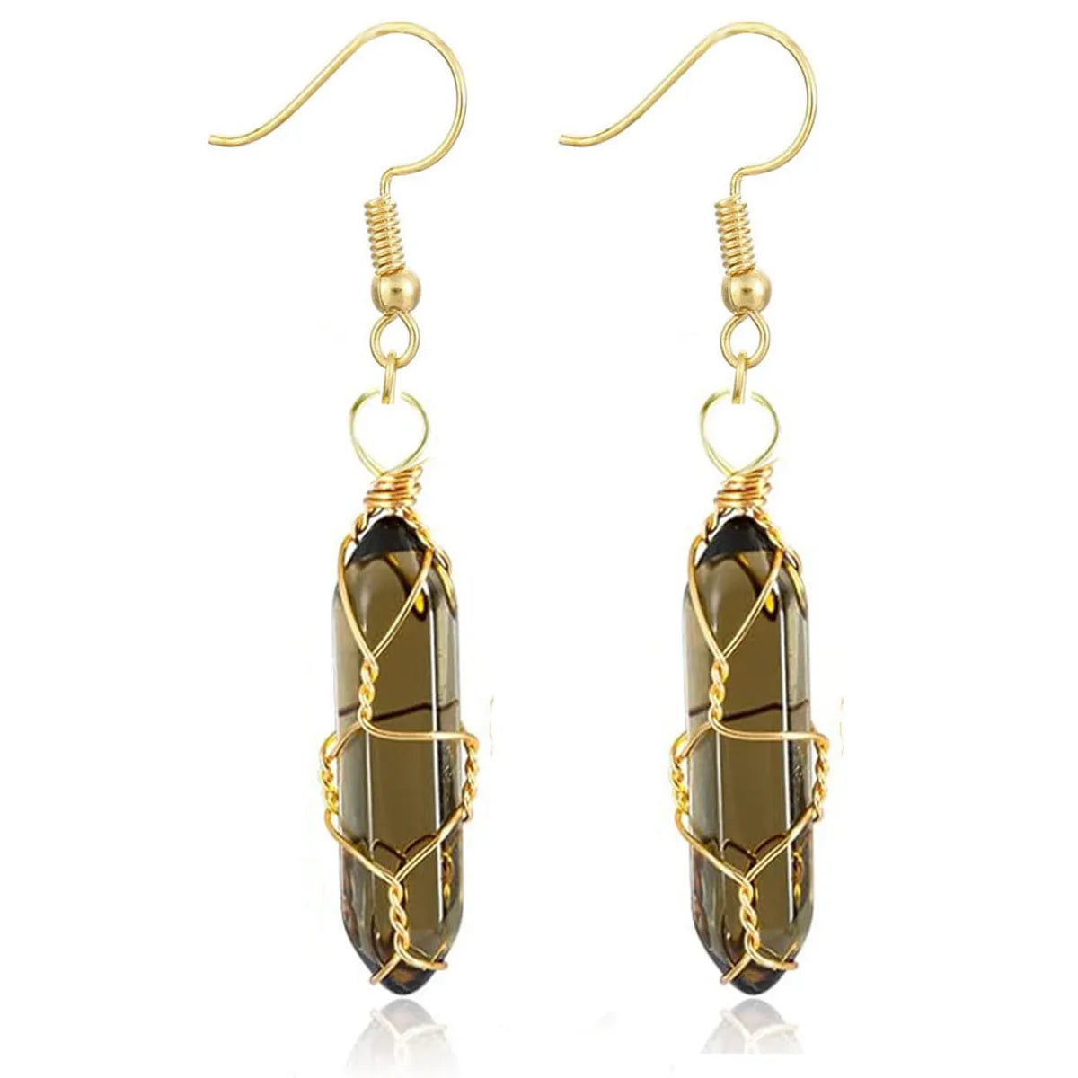 1 Pair Casual Simple Style Geometric Natural Stone Crystal Iron Drop Earrings