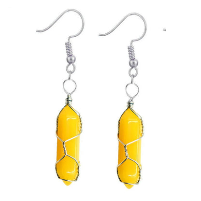 1 Pair Casual Simple Style Geometric Natural Stone Crystal Iron Drop Earrings