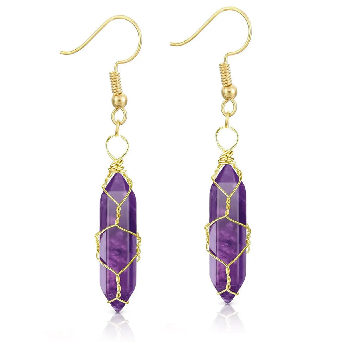 1 Pair Casual Simple Style Geometric Natural Stone Crystal Iron Drop Earrings