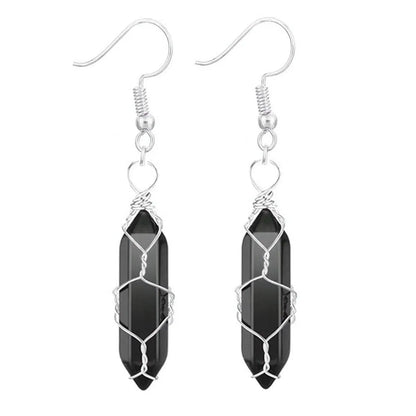 1 Pair Casual Simple Style Geometric Natural Stone Crystal Iron Drop Earrings