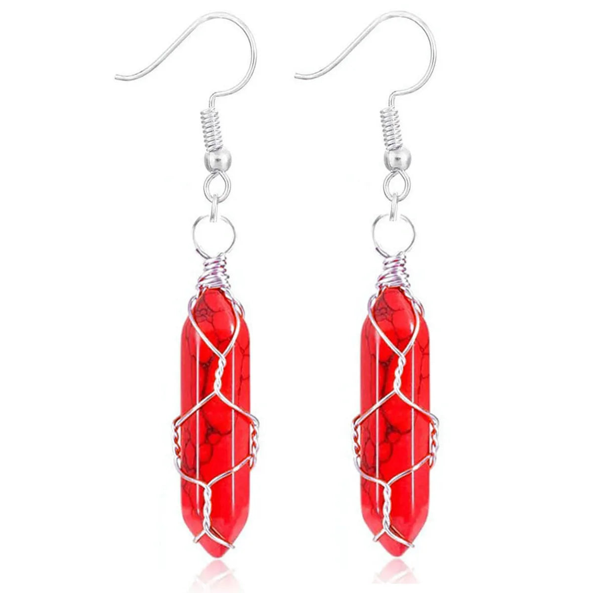 1 Pair Casual Simple Style Geometric Natural Stone Crystal Iron Drop Earrings