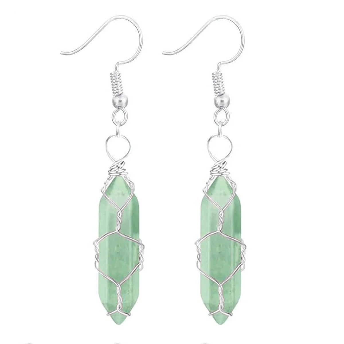 1 Pair Casual Simple Style Geometric Natural Stone Crystal Iron Drop Earrings