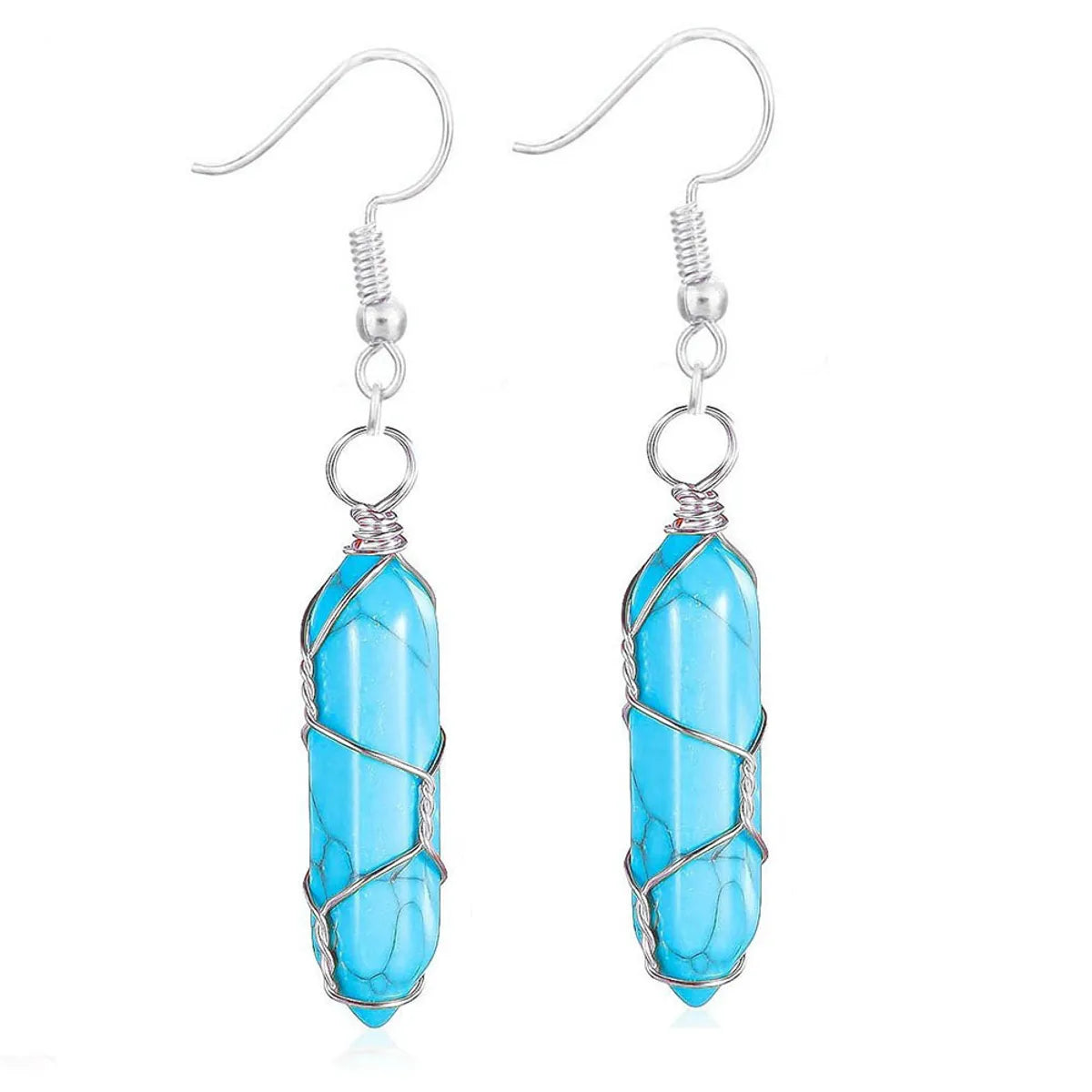 1 Pair Casual Simple Style Geometric Natural Stone Crystal Iron Drop Earrings