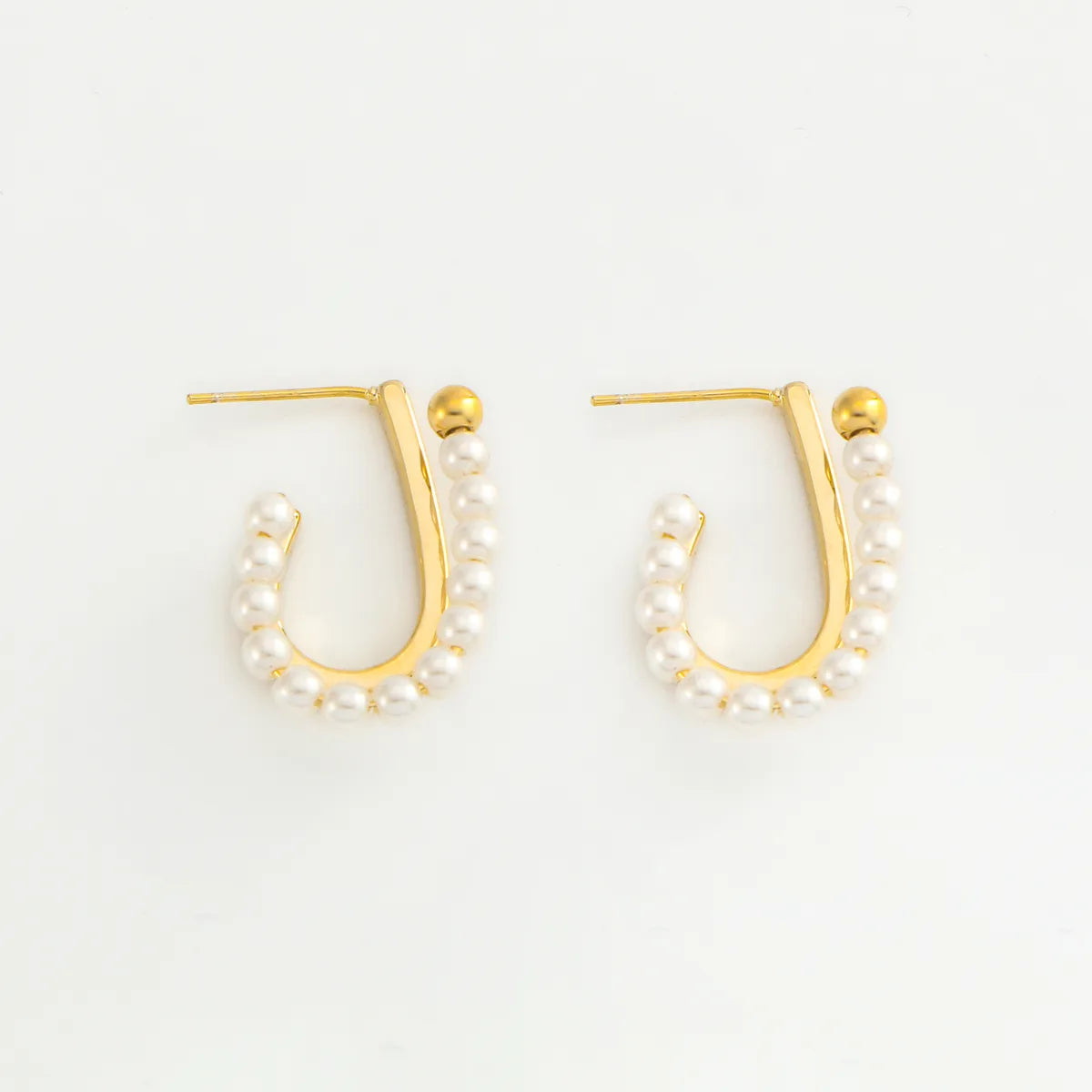 1 Pair Casual Simple Style Geometric Pearl Copper 18K Gold Plated Ear Studs