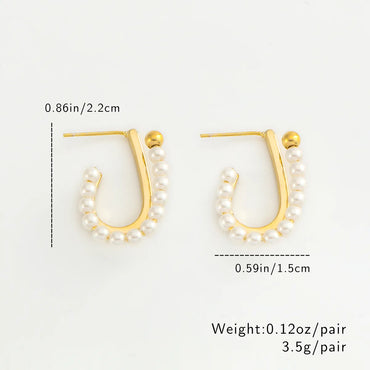 1 Pair Casual Simple Style Geometric Pearl Copper 18K Gold Plated Ear Studs