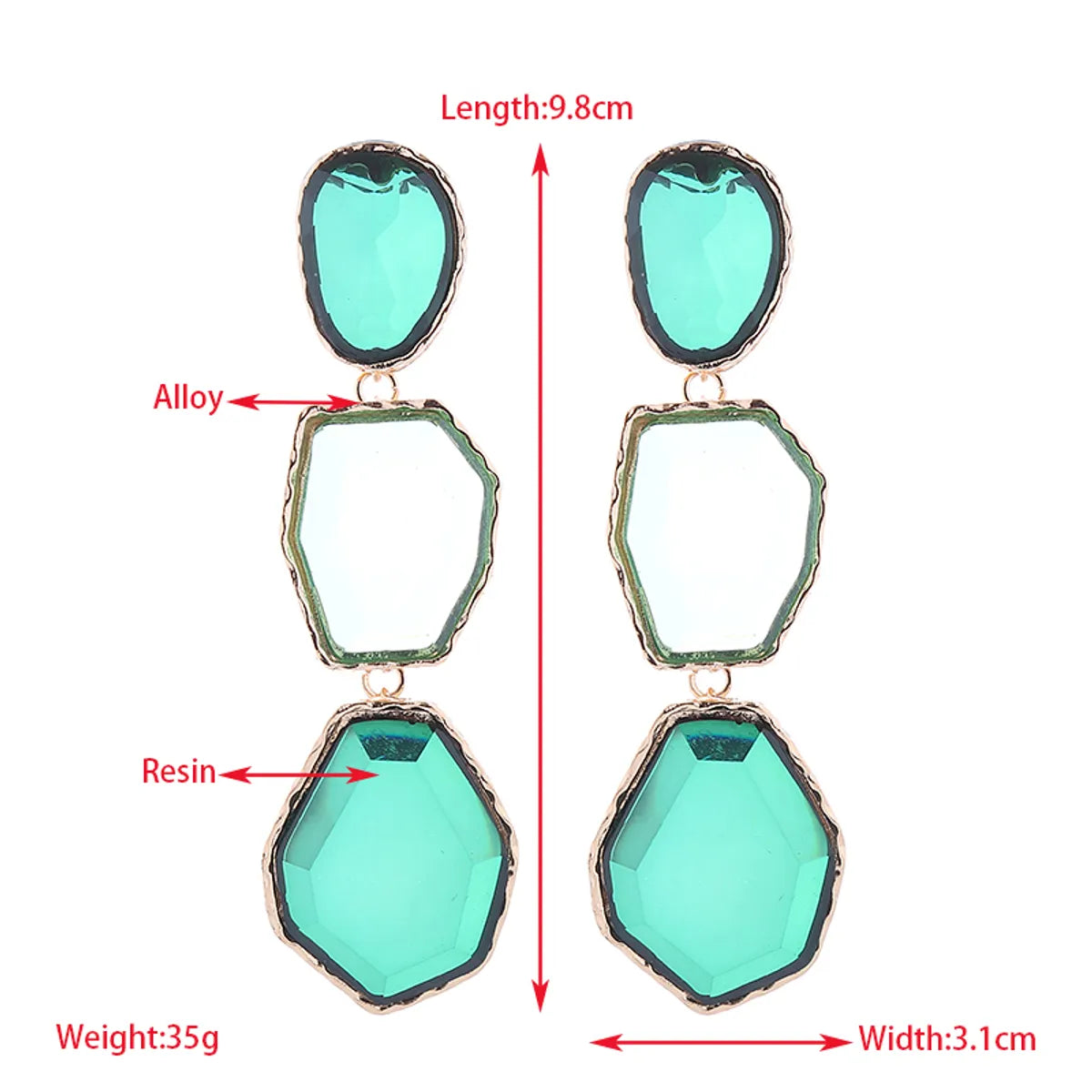 1 Pair Casual Simple Style Geometric Plating Inlay Alloy Resin Gold Plated Drop Earrings