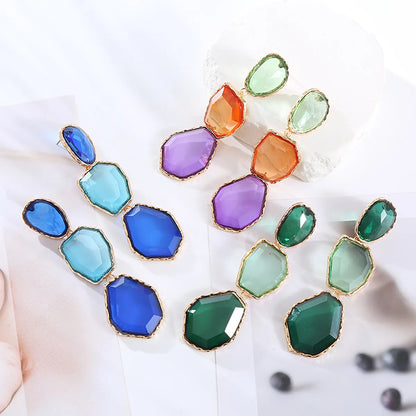 1 Pair Casual Simple Style Geometric Plating Inlay Alloy Resin Gold Plated Drop Earrings