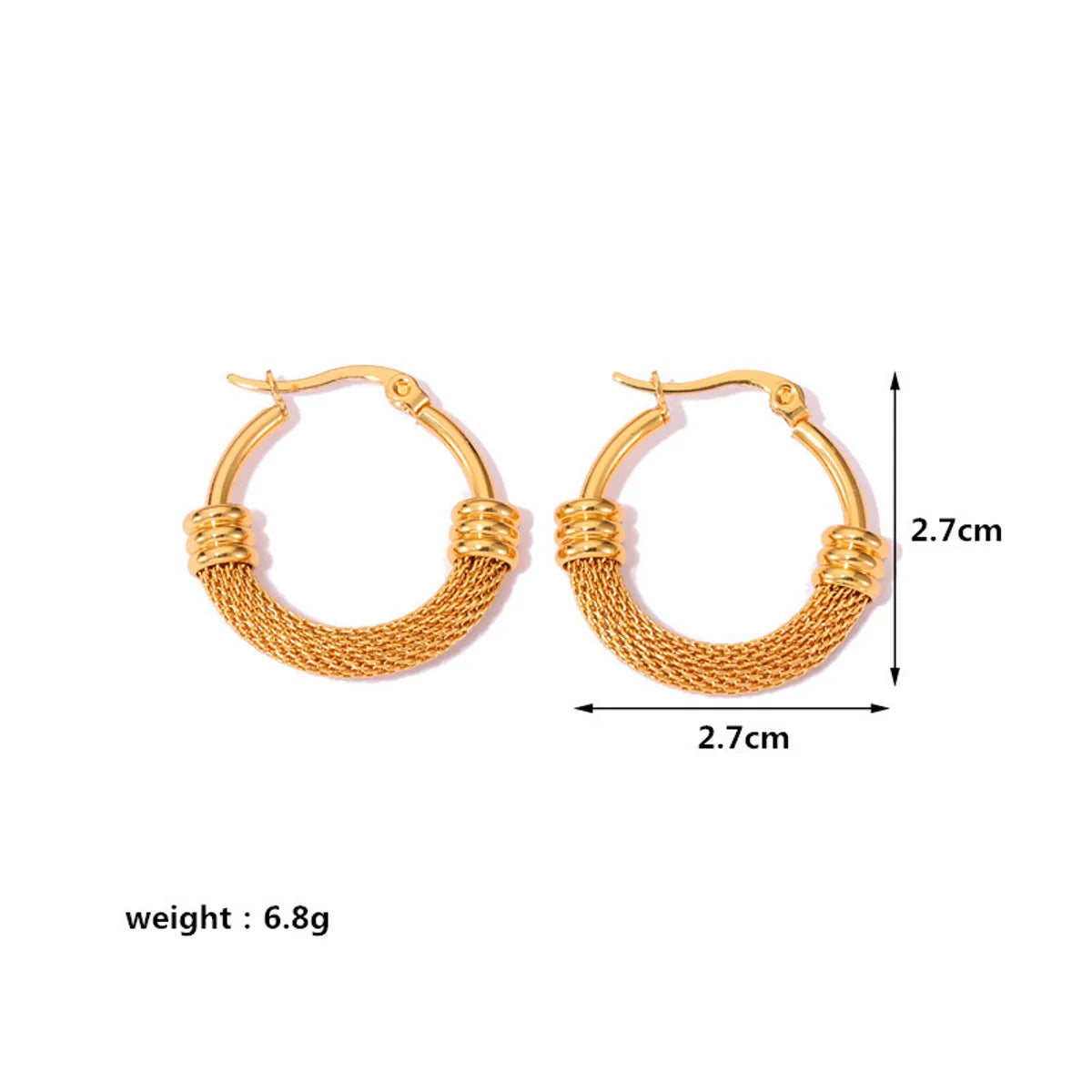 1 Pair Casual Simple Style Geometric Plating Mesh Stainless Steel Hoop Earrings