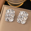 1 Pair Casual Simple Style Geometric Pleated Titanium Steel Ear Studs