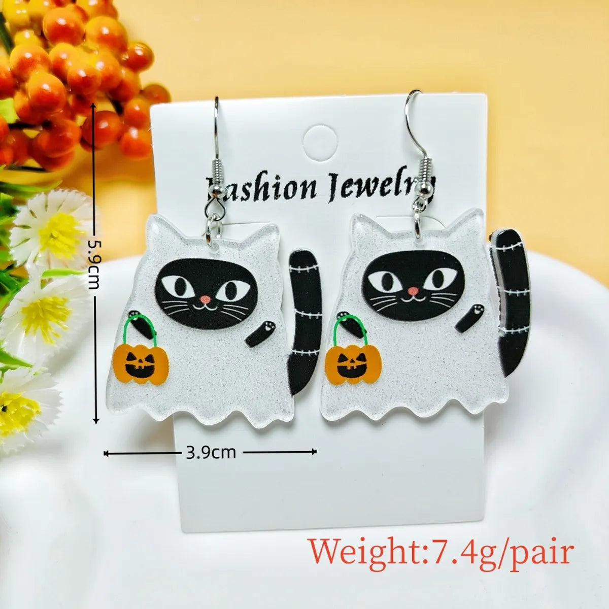 1 Pair Casual Simple Style Geometric Pumpkin Butterfly Arylic Drop Earrings