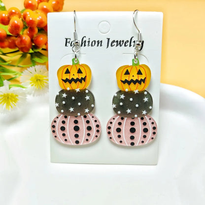 1 Pair Casual Simple Style Geometric Pumpkin Star Stoving Varnish Arylic Drop Earrings