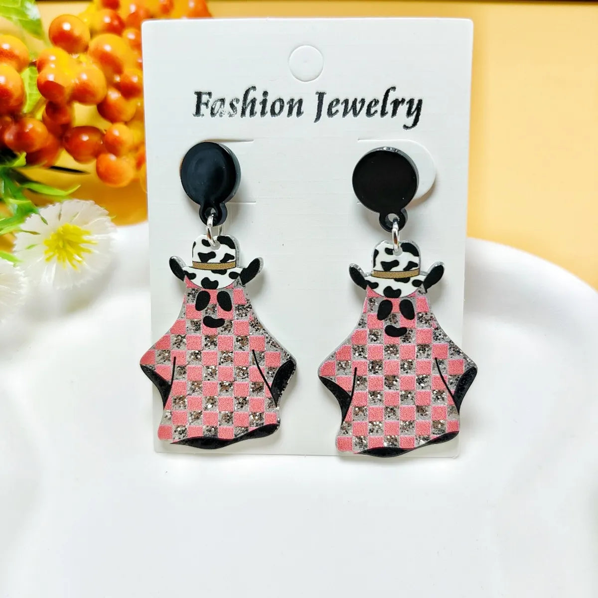 1 Pair Casual Simple Style Geometric Pumpkin Star Stoving Varnish Arylic Drop Earrings