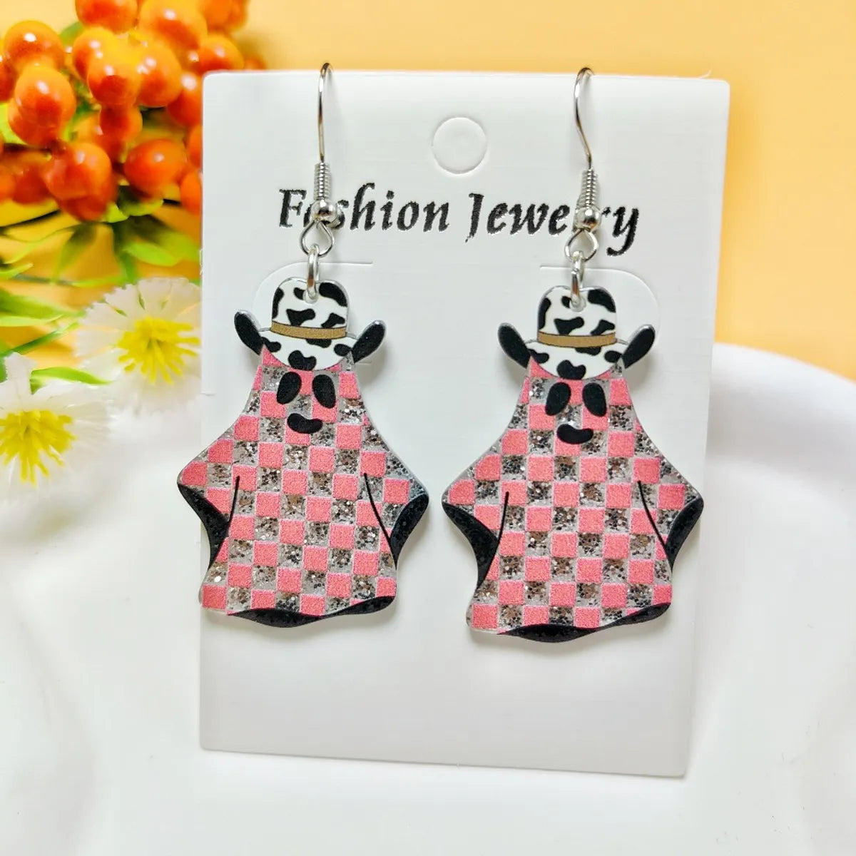 1 Pair Casual Simple Style Geometric Pumpkin Star Stoving Varnish Arylic Drop Earrings