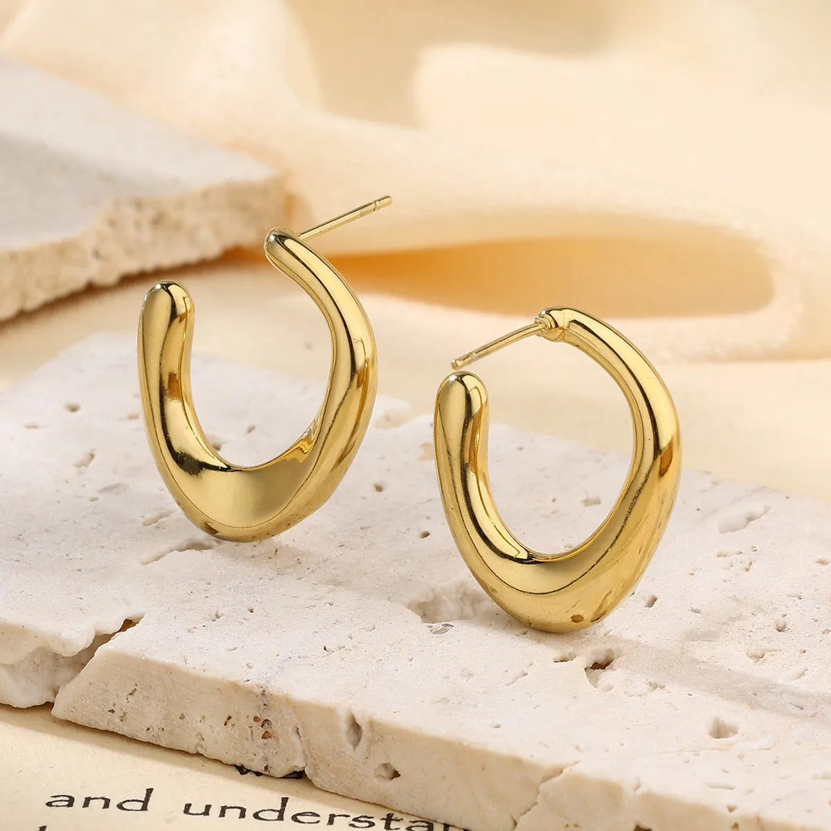 1 Pair Casual Simple Style Geometric Solid Color 304 Stainless Steel 18K Gold Plated Ear Studs