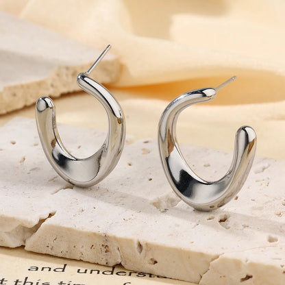 1 Pair Casual Simple Style Geometric Solid Color 304 Stainless Steel 18K Gold Plated Ear Studs