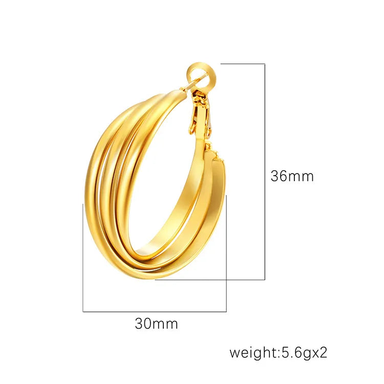 1 Pair Casual Simple Style Geometric Solid Color 304 Stainless Steel 18K Gold Plated Earrings