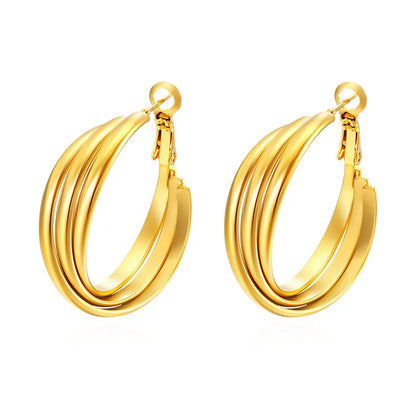 1 Pair Casual Simple Style Geometric Solid Color 304 Stainless Steel 18K Gold Plated Earrings