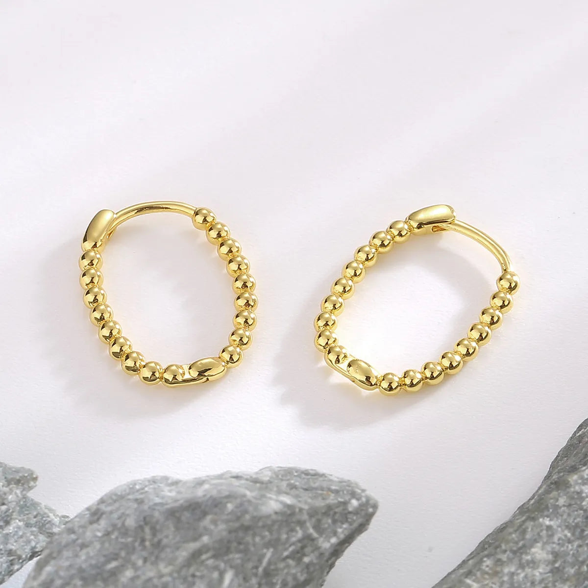 1 Pair Casual Simple Style Geometric Solid Color Sterling Silver 14K Gold Plated Earrings