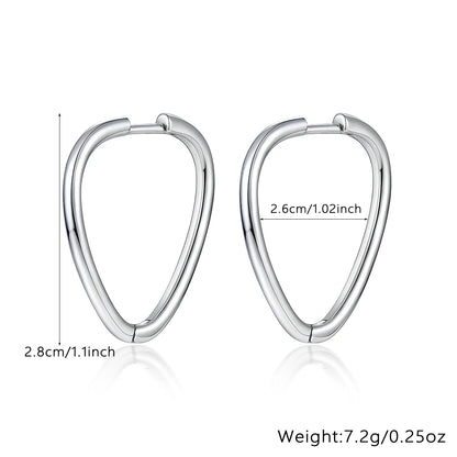 1 Pair Casual Simple Style Geometric Sterling Silver White Gold Plated Hoop Earrings