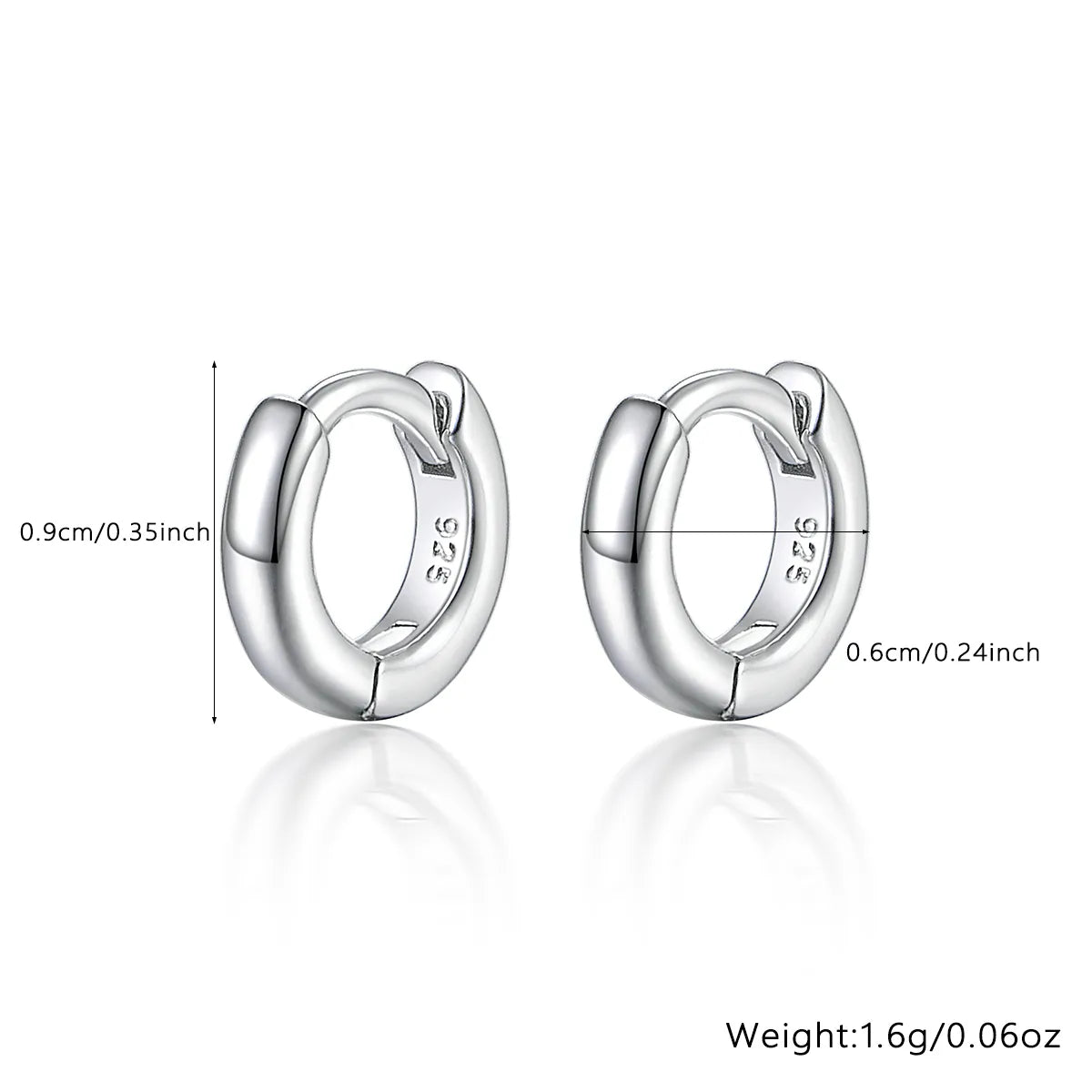 1 Pair Casual Simple Style Geometric Sterling Silver White Gold Plated Hoop Earrings