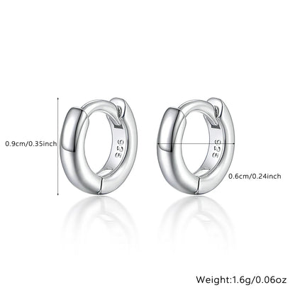 1 Pair Casual Simple Style Geometric Sterling Silver White Gold Plated Hoop Earrings